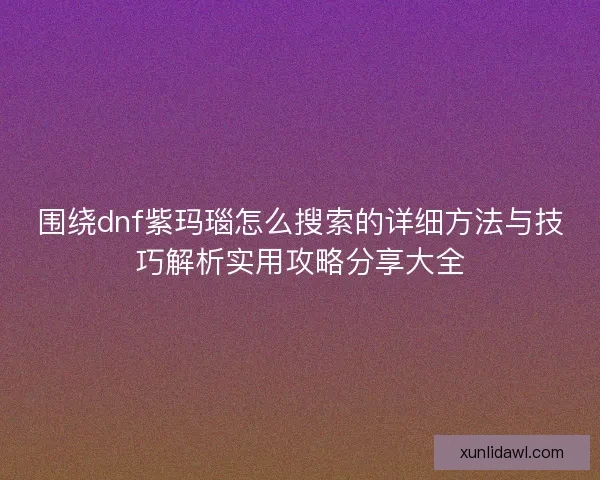 围绕dnf紫玛瑙怎么搜索的详细方法与技巧解析实用攻略分享大全